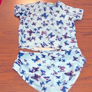 Girls Art Class Cropped Short Sleeve Bikini Swimsuit two Piece Set Size XL